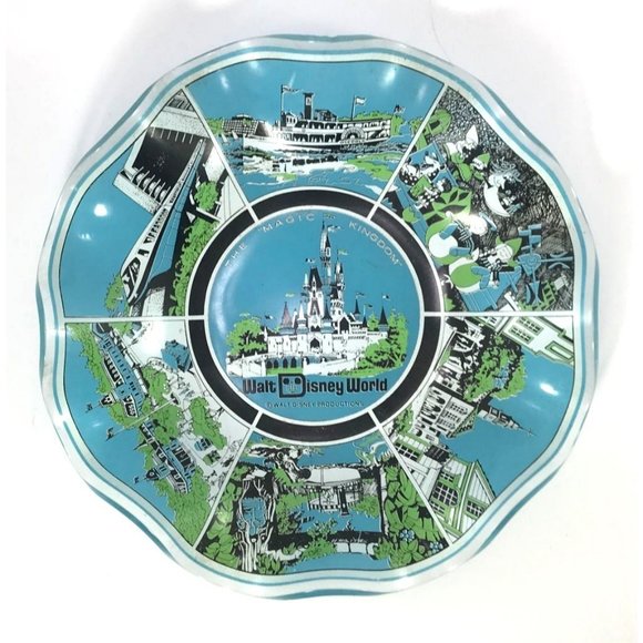 Vintage Walt Disney World Magic Kingdom Ruffled Glass Ashtray/Candy Dish - Picture 5 of 6